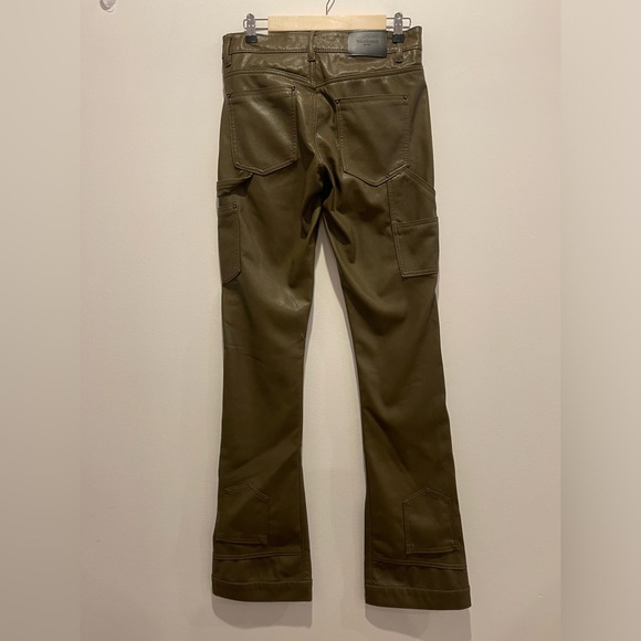 Valabasas Flare Stacked RARE Faux Leather Olive Green Cargo Pants Size 30 EUC - Picture 4 of 12